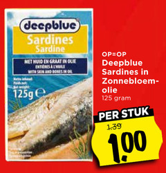  deepblue sardientjes sardines huid graat olie with skin and bones zonnebloemolie stuk 1 00 