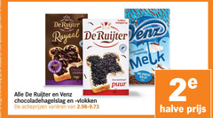  de ruijter venz hagelslag knapperig royaal puur chocola chocoladehagelslag vlokken varieeren chocoladehagel chocolade melk sportief 2e halve 