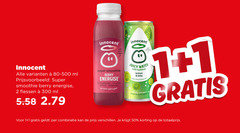  1 2 50 300 innocent ml super smoothie berry energise flessen strawberry cherry apple guarana sugar juicy water with bubbles lemon lime citron converse combinatie 