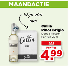  witte wijn 6 callia pinot grigio doos flessen fles 