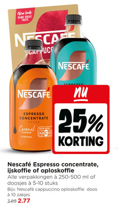  nescafe oploskoffie ijskoffie 10 16 25 new same taste espresso concentrate style caramel flavour servings nutri score ml doosjes stuks cappuccino doos zakjes 