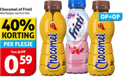  fristi chocomel chocolademelk drinkyoghurt 4 9 40 100 200 liter flesje source calcium graisse enige rood fruit 
