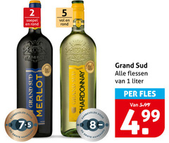  grand sud witte wijn rode 1 2 5 7 8 99 soepel rond merlot chardonnay 00 hamersma flessen liter fles 5.99 