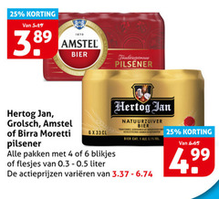  birra moretti hertog jan amstel grolsch blikjes bier 1 4 6 25 33 1870 pilsener pakken liter natuurzuiver granen hopsoorten 5.1 varieeren 
