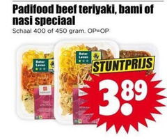  oosterse maaltijd 400 450 padifood beef teriyaki bami nasi schaal beter 