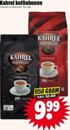  kahrel koffiebonen 100 950 classico espresso zak kop koffie arabica bonen verfijnd 06 rond 