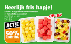  50 fris hapje ananas mango watermeloen blokjes fruitsalade druif schaal kilo v.a. 