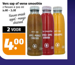  2 500 vers sap verse smoothie flessen ml nieuwe appel mango chiazaad aardbei sinaasappel banaan 