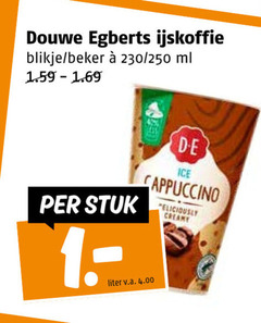  douwe egberts ijskoffie blikje beker 250 ml stuk ice cappuccino liter v.a. creamy 