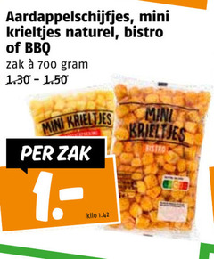  700 aardappelschijfjes mini krieltjes naturel bistro bbq zak kilo mind 