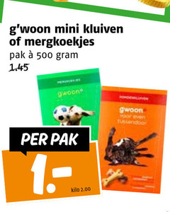 gwoon hondensnacks 500 mini kluiven mergkoekjes pak kilo tussendoor 