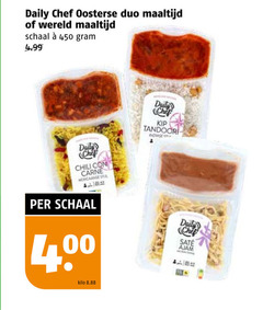  450 daily chef oosterse duo maaltijd wereld schaal chili carne mexicaanse kilo kip tandoori sate ajam 