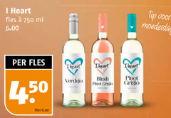  750 heart fles ml blush pinot grigio liter tip moederdag 