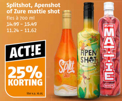  likeur 25 700 apenshot zure mattie shot fles ml liter v.a. apen split 