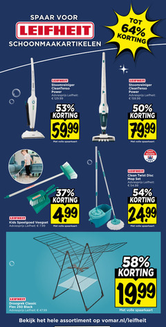  50 64 250 spaar leifheit schoonmaakartikelen kids speelgoed veegset stoomreiniger power volle spaarkaart easy rotate clean twist disc mop droogrek classic flex black bekijk assortiment vomar.nl 