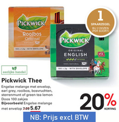  pickwick thee 1 2 20 100 1000 rooibos original natural with envelope dozen english intense certified eerlijke engelse melange envelop earl grey bosvruchten sterrenmunt green tea lemon doos zakjes 