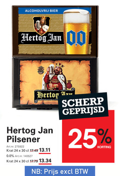  hertog jan krat bier 5 24 30 alcoholvrij 00 pilsener 0.0 scherp geprijsd 