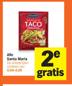  santa maria taco maaltijdmix maaltijdsaus seasoning mix for original tonight varieeren 2 