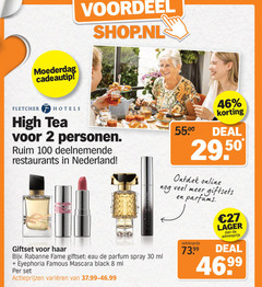  2 8 27 30 46 100 voordeel moederdag cadeautip fletcher hotels high tea personen restaurants nederland giftset haar rabanne fame eau parfum spray ml famous mascara black varieeren deal online parfums 