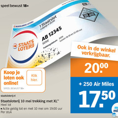  1 10 250 300 speel 18 uitslag jaar nederlandse loterij staatslot 20 00 serie trekkingsdatum uur online klik staatsloterij trekking xl lot 19 stuk 200 air miles 