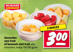 2 300 gesneden vers fruit bavarois bakje 110-150 bakjes 