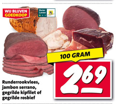  100 bater leven runderrookvlees jambon serrano gegrilde kipfilet rosbief 