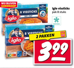  2 8 10 100 iglo out versheid vissticks pak stuks filet diepvries actual pakken 