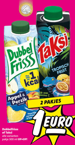  dubbelfrisss taksi fruitdrank 2 100 300 dubbel appel perzik pakje ml tropisch fruit 