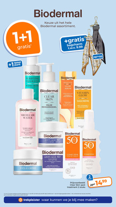  1 2 5 15 25 33 50 biodermal assortiment t.w.v. spaar punt purifying exfoliant ph lotion clear skin milde reinigingsgel booster glow serum huid vitamine hyaluronzuur goat doffe hydrateert bescherm vitamin water salicylzuur panthenol diepreinigend ontstopt heldere stro parfum naturel verwijdert make up onzuiverheden kalmeert ondersteunt parfumvrij huidtypen natural anti visage hoog dagcreme rimpels verminderen intensief gezicht gevoelige intensieve resistant uva uvb zonnespray parfums and spot treatment stuks kassa 2e halve artikel combinatie combinaties vermeld trekpleister 