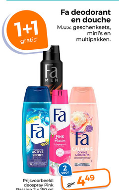  fa douchegel deodorant 1 2 150 douche geschenksets multipakken vie active sport gentle to formule douce pour la peau shower gel men pink passion rose calming divine moments lance ontspannende sure deospray ml 