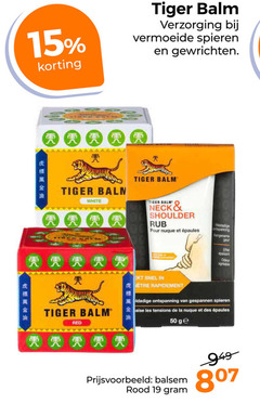  15 19 50 tiger verzorging spieren gewrichten white neck shoulder weldadige pour ontspanning geur rapidement apaisant odeur gespannen les la des ge red balsem rood 