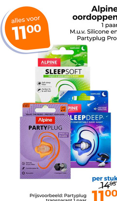  1 3 100 alpine oordoppen paar silicone pro earplugs sleepsoft enjoy good soft filter fit feel new l music protect your ears pine high noise reduction every night compact case stuk 