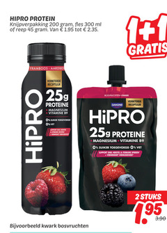  kwark 1 2 45 200 300 protein knijpverpakking fles ml reep framboos aardbei receptuur proteine magnesium vitamine suiker vet support herstel spieren danone bosvruchten stuks 