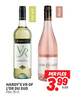  witte wijn rose hardys range chardonnay wit lord rosee du fles 3.99 