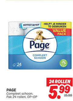  page toiletpapier 24 reinigt beter textuur minder gebruiken fsc rollen schoon pack pak 5.99 