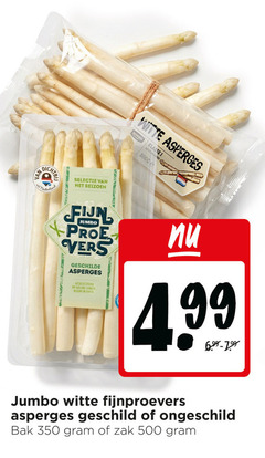  asperges 350 500 nederland seizoen witte jumbo klasse fijn vers geschilde lengte kleur dikte fijnproevers geschild ongeschild bak zak 