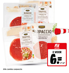  2 6 jumbo carpaccio reggiano flinterdun rundvlees runder zoetzure dressing parmezaanse kaas pijnboompitten porties truffel saus truffelsmaak zaanse italiaanse b 