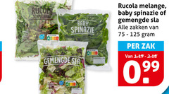  slamelange baby spinazie gemengde rucola melange sla zakken zak 