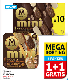  magnum ijslollies 1 2 8 10 55 100 mint classic almond white chocolate chocolat blanc grown stick recycle min double caramel gold billionaire soorten bonbon ml mega pakken 