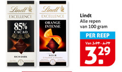  lindt chocolade 100 excellence cacao dark orange intense noir feuillet repen reep 