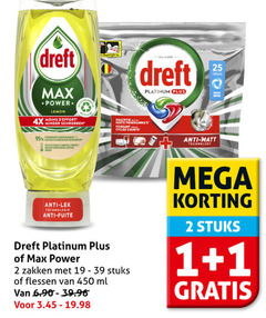  1 2 19 25 450 dreft platinum lemon 4x moins minder schrobben courts anti matt technology technologie fuite power zakken stuks flessen ml bries brise mega 
