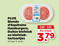 2 blonde hamburgers duitse biefstuk tartaartjes schaal stuks 3.99 