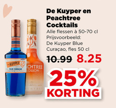  de kuyper likeur 25 50 blue peachtree cocktails flessen fles 