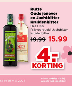  1 19 r rutte kruidenbitter oude jenever jachtbitter fles liter winkels slijterij 