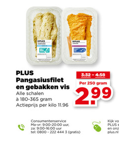  3 9 250 444 pangasiusfilet gebakken vis schalen actieprijs kilo consumentenservice 00 uur plus.nl 