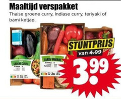  groentenpakket maaltijd verspakket thaise groene curry indiase teriyaki bami ketjap madras 3.99 
