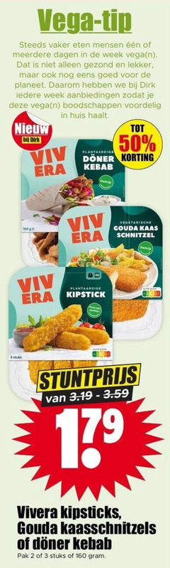  vegetarisch 2 3 50 160 180 stuks vega tip eten meerdere dagen week gezond planeet daarom huis haalt plantaardige kebab kipstick vegetarische gouda kaas schnitzel vivera kipsticks kaasschnitzels pak 