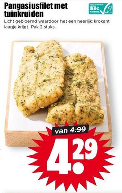  2 pangasiusfilet tuinkruiden licht gebloemd krokant laagje pak stuks 42 