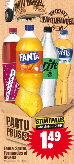  fernandes rivella sprite fanta frisdrank party orange cherry bol sugar new original sprankelend fles liter 