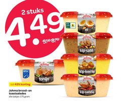  2 stuks beter leven johma ei kip kerrie tonijn brood toastsalades bakjes samba 